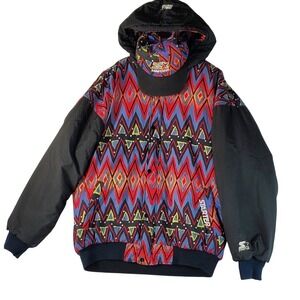 Starter Jacket and Hat Set Snapback 90s Vintage DJ Jazzy Fresh PrinceY2K Aztec